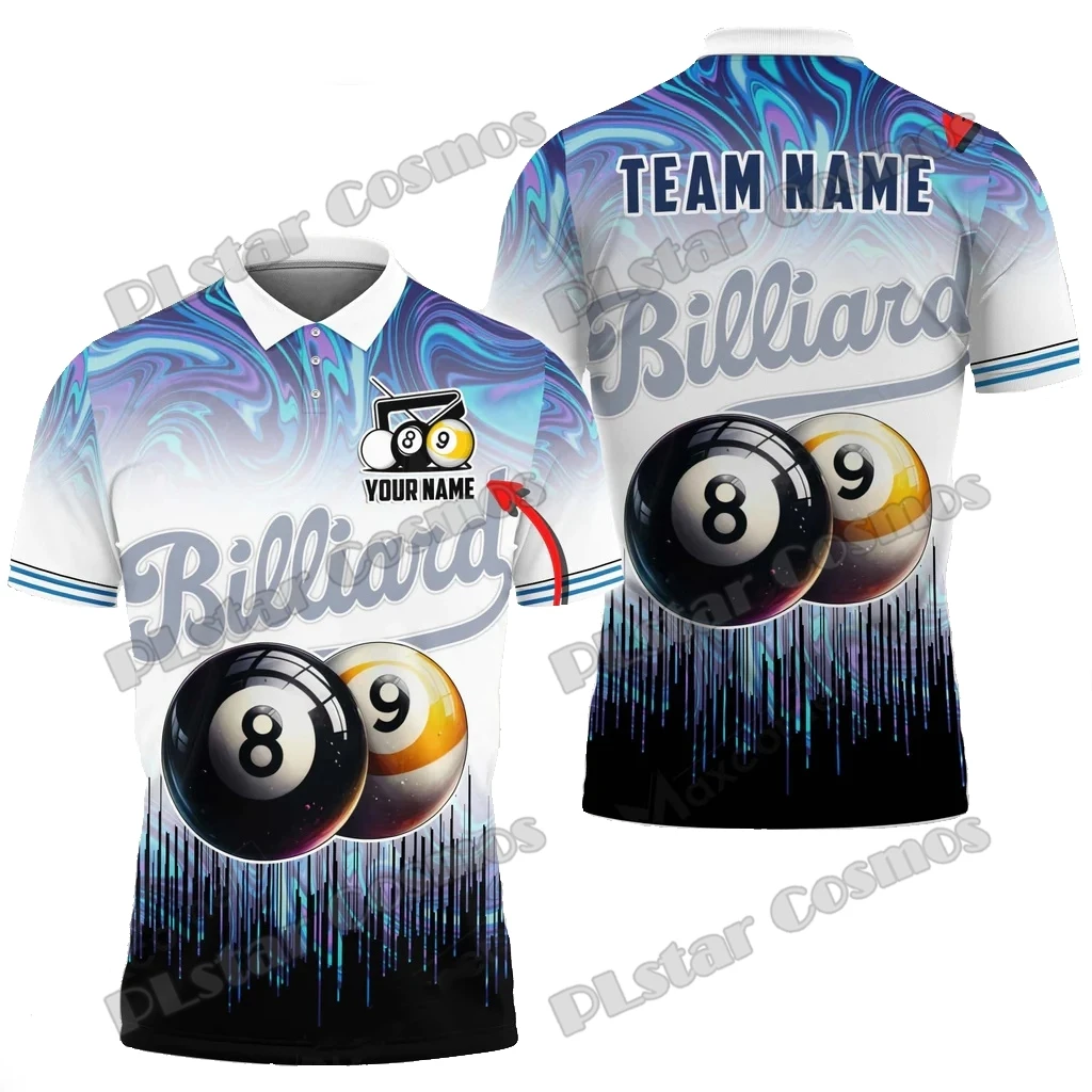 Billiards Ball 8,9 Event Horizon Multicolor Personalized Name 3D Printed Men's Polo Shirt Summer Unisex Casual Polo shirt WK197