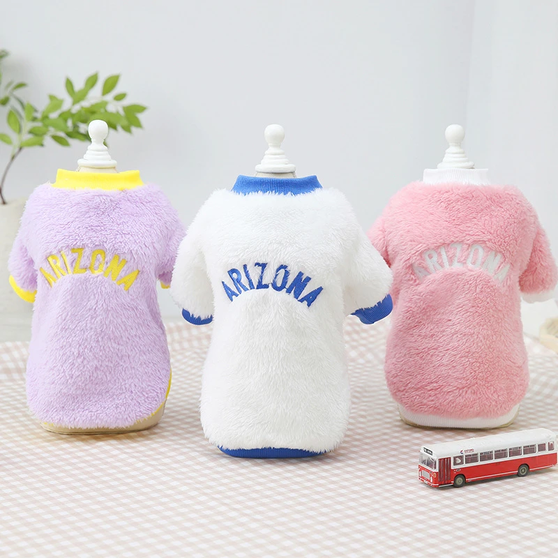 Soft Fleece Pet Winter Clothes Solid Color Arizona Modern Sphinx Cat Sweatshirt New Year French Bulldog Clothing for Small Dogs