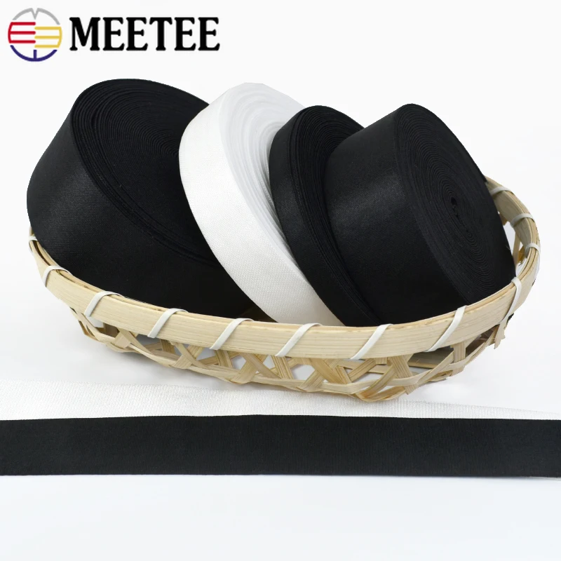 Meetee-bandas elásticas de nailon de 10-40mm, cinta elástica suave, cinturón de goma, accesorio de costura para ropa interior, DIY, 5/10 metros