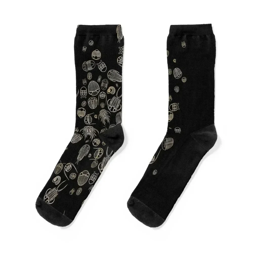 

Trilobite Pattern (oval, yellow/gold & black) Socks short sheer New year's Socks Man Women's
