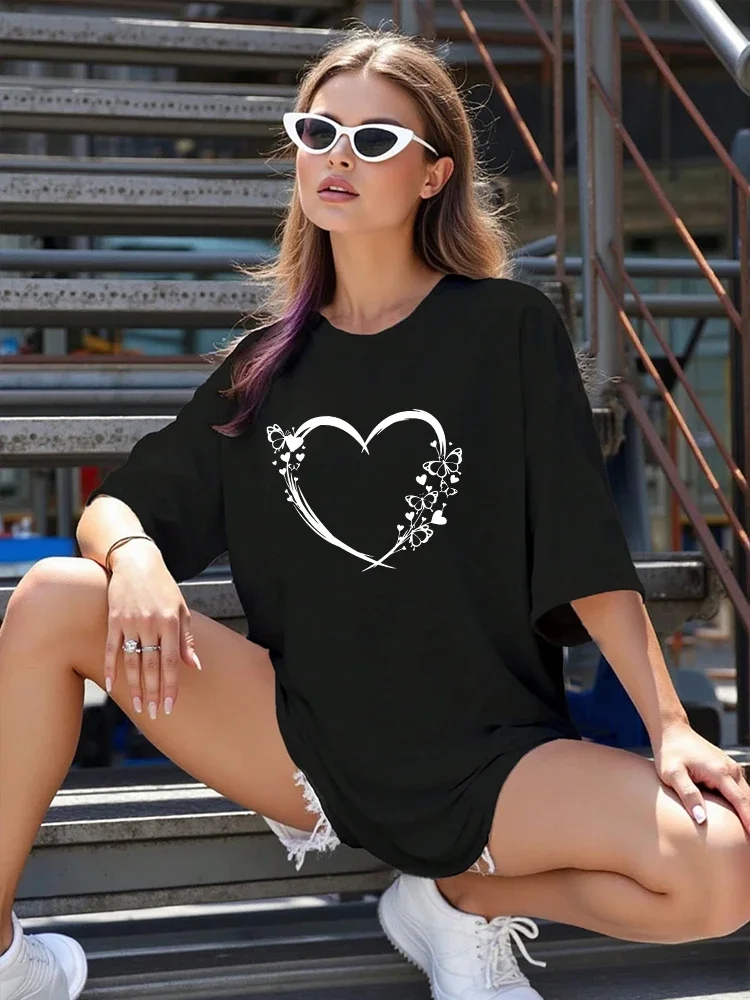 Cotton Womens T-shirt Printed Casual O-neck Short Sleeve Outdoor Sports Jogging Woman Clothing Summer Loose Streetwear Tees 2026