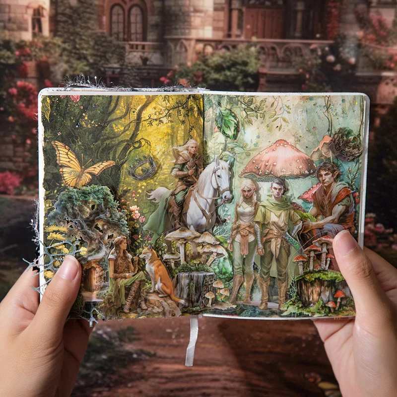 1pack/2pack 4Style Character Scenery Sticker Book Fantasy Career Journal Collection Dual-Material20Sheets Total for Creative Use