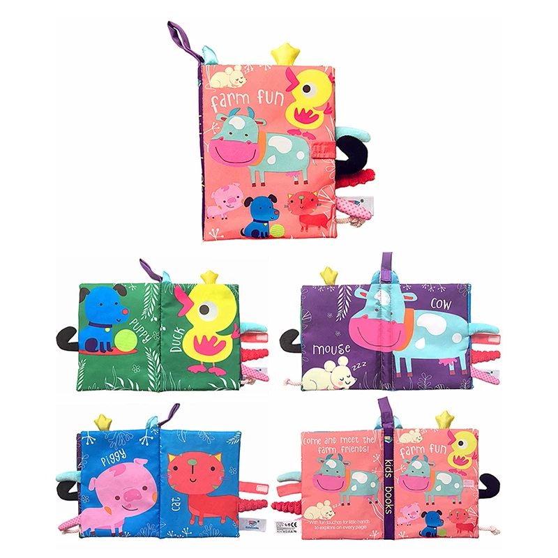 Baby Early Learning Toy Tail Cloth Book 0-36M Parent-Child Interactive Sound Paper Puzzle Rattle Educational Fun Book for Infant