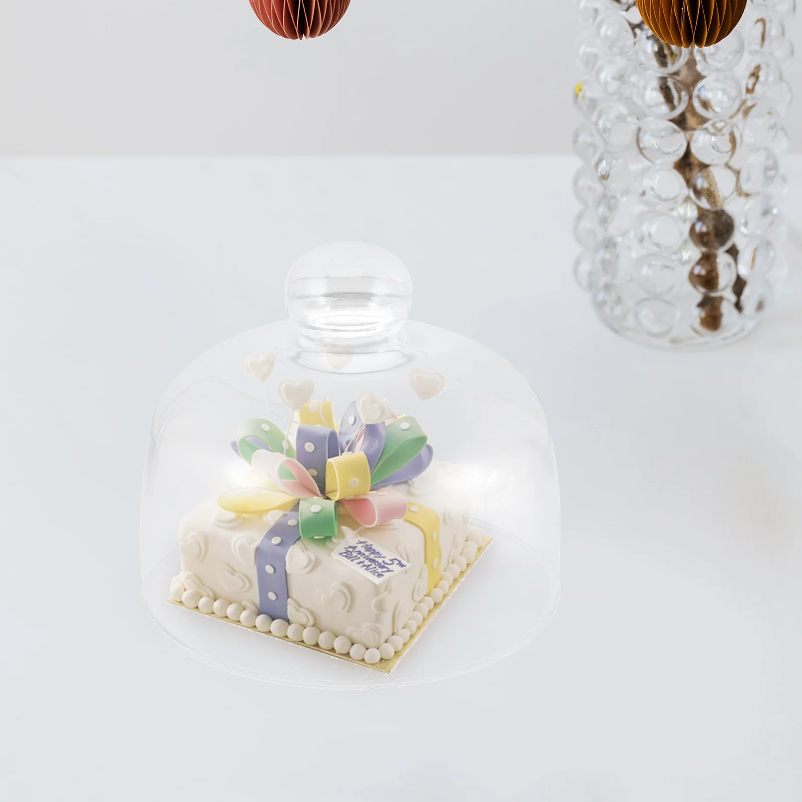 

2 Pcs with Cake Clear and Cakes Dome Cover Glass Dessert Transparent Covers for Food