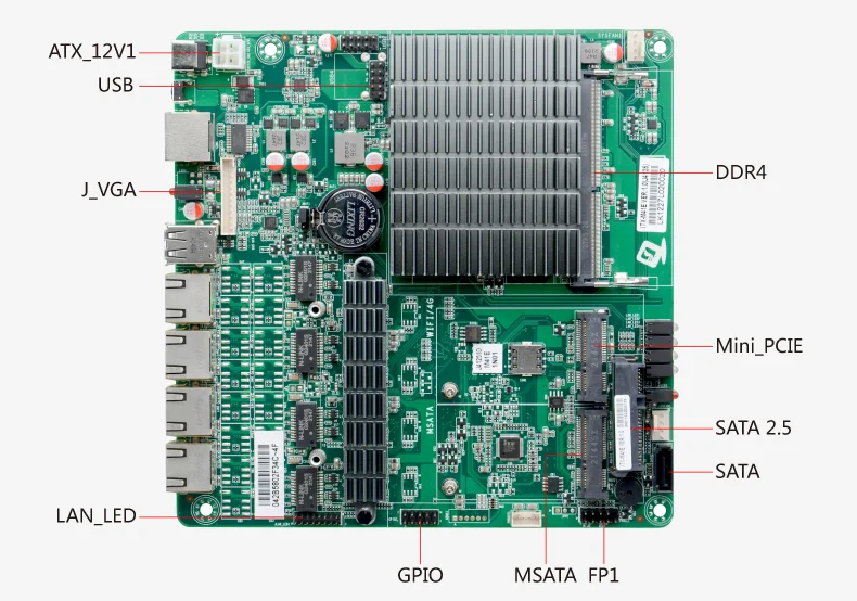 4 Lan 2.5g Lan Firewall Motherboard J4125 2.0ghz Motherboard,firewall Appliance Mini-itx Motherboard 12v Power Supply