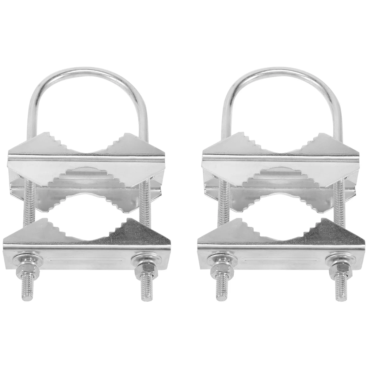 BAAE Double Antenna Mast Clamp V-Jaw Bracket U Bolts Pipe Mounting Hardware 2 Sets for Yagi WiFi Antenna, TV Antenna