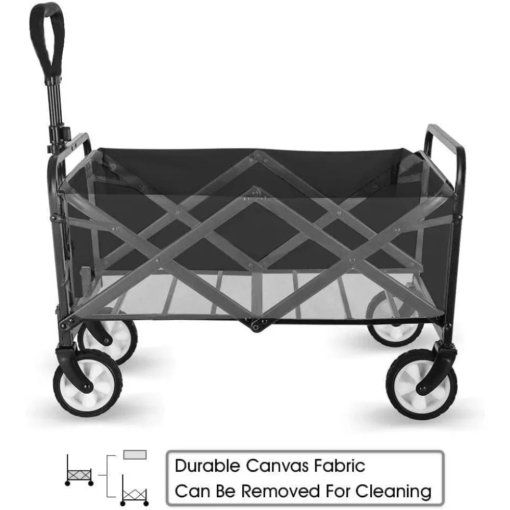 Collapsible Foldable Wagon, Beach Cart Large Capacity, Heavy Duty Folding Wagon Portable, Collapsible Wagon for Sports