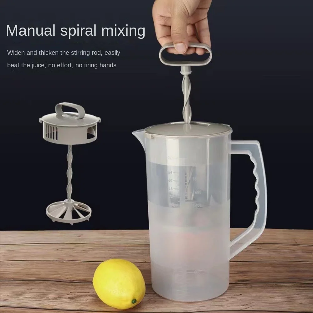 New Food-grade Manual Juice Jug Spiral Mixing Jug Plastic Lemon Cup Cold Water Jug High Temperature Milk Tea Utensils