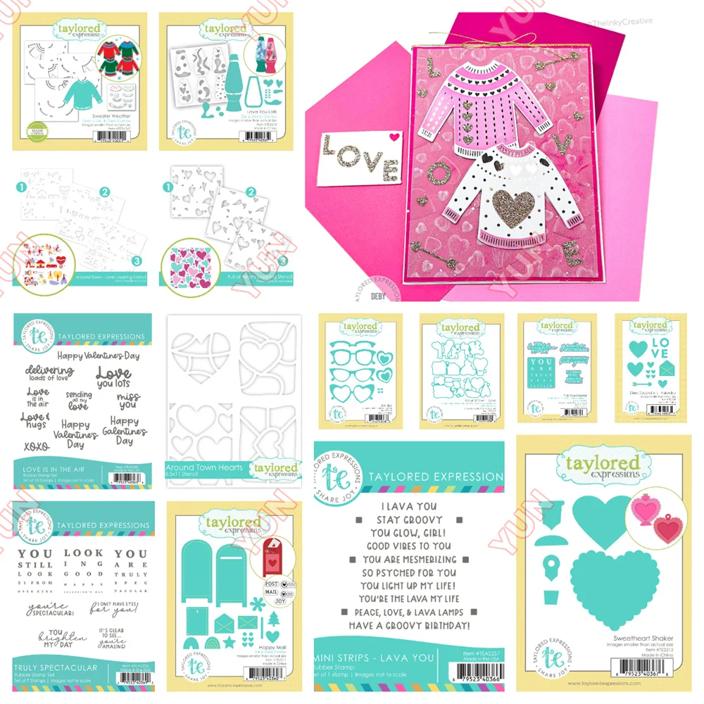 جديد 2025 عيد الحب سعيد البريد يموت و واضح ختم كومبو الحب قلوب طبقات Stencil Dinky يموت مجموعة DIY بها بنفسك هدية المنزل سكرابوكينغ بطاقة