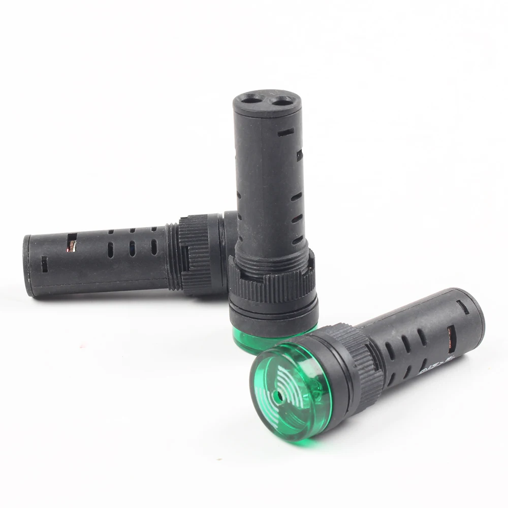 1pc グリーン AD16-16SM 12V 24V 110V 220V 16 ミリメートルフラッシュ信号光赤色 LED アクティブプラスチックブザービープアラームインジケータ