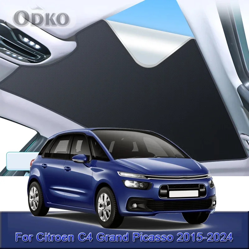 Car Electrostatic Adsorption Sunroof Sunshade Covers Fit For Citroen C4 Grand Picasso 2015-2024 Heat Insulation Skylight Sticker