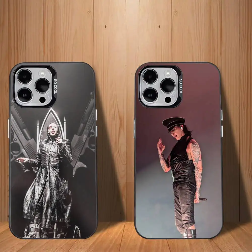 

M-Marilyn M-Manson Singer Phone Case For iPhone 17,16,15,14,13,12,11,Mini,Pro,SE,MAX White Matte Shockproof Cover