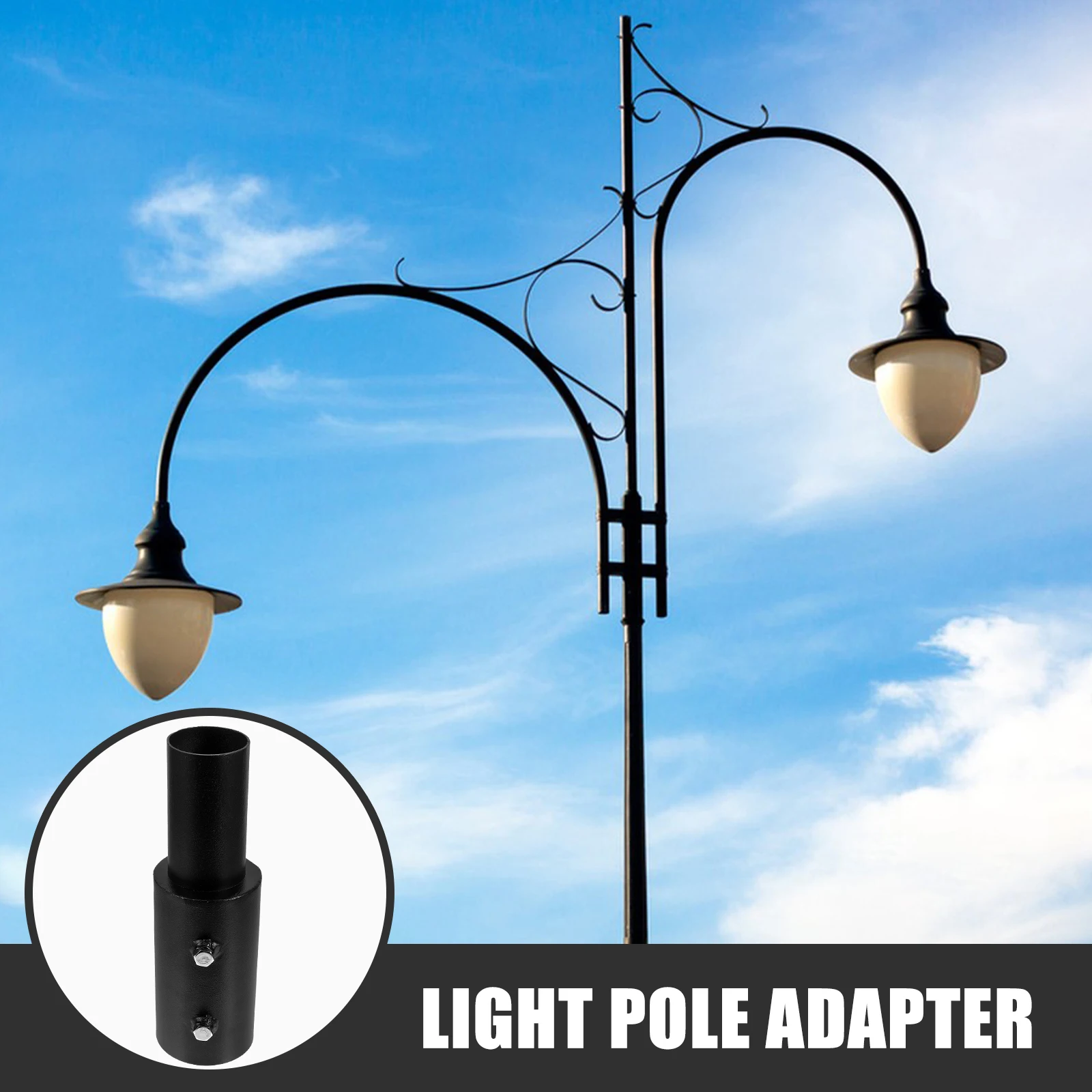 

Heavy Duty 76-60Mm Light Pole Tenon Adapter Metal Street Light Pole Converter Quick Install Weatherproof for Parks Squares and