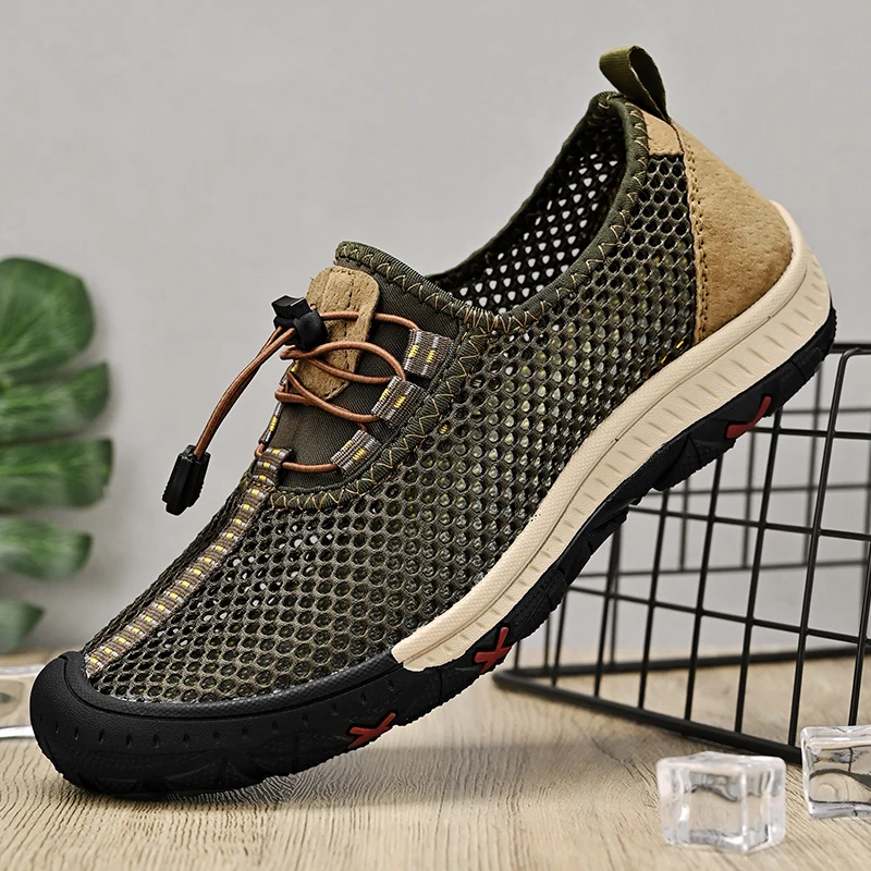 Zapatillas de deporte de malla transpirable para hombre, zapatos de senderismo de verano para exteriores, zapatos de agua atléticos para caminar,