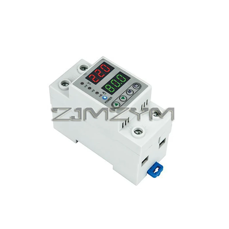 Digital Over Under Voltage Relay Protector, Dual Display, Din Rail, Limit Over Current Protection, 40A, 63A