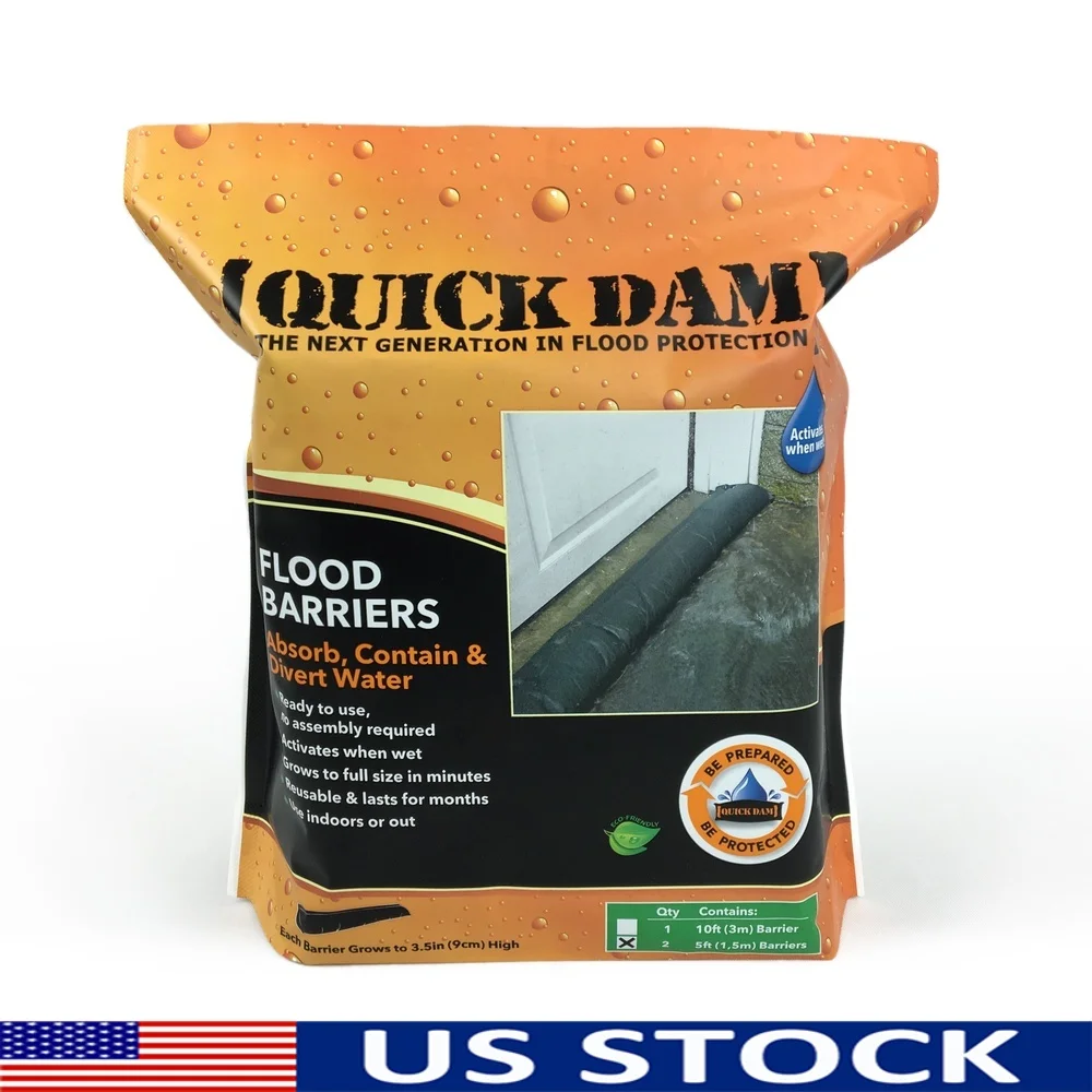 Expanding Flood Barrier 6 In X 5 Ft Water Activated Absorbent Control Divert Protect Home Emergency Flooding Solutions 2 Per Bag