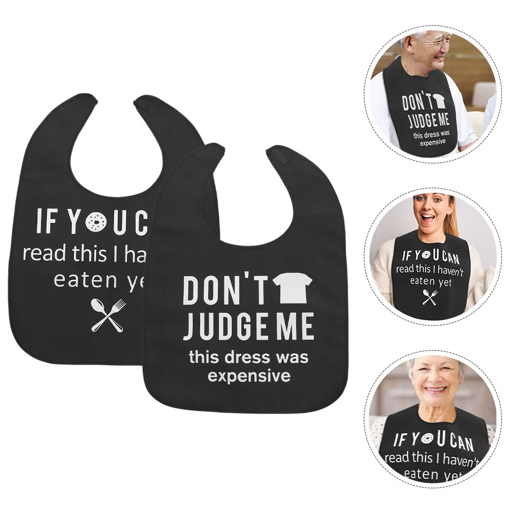 

2Pcs Large Adult Bibs Food Eating Clothing Protector Washable Foldable Polyester Bib for Elderly Men Women Convenient Mealtime