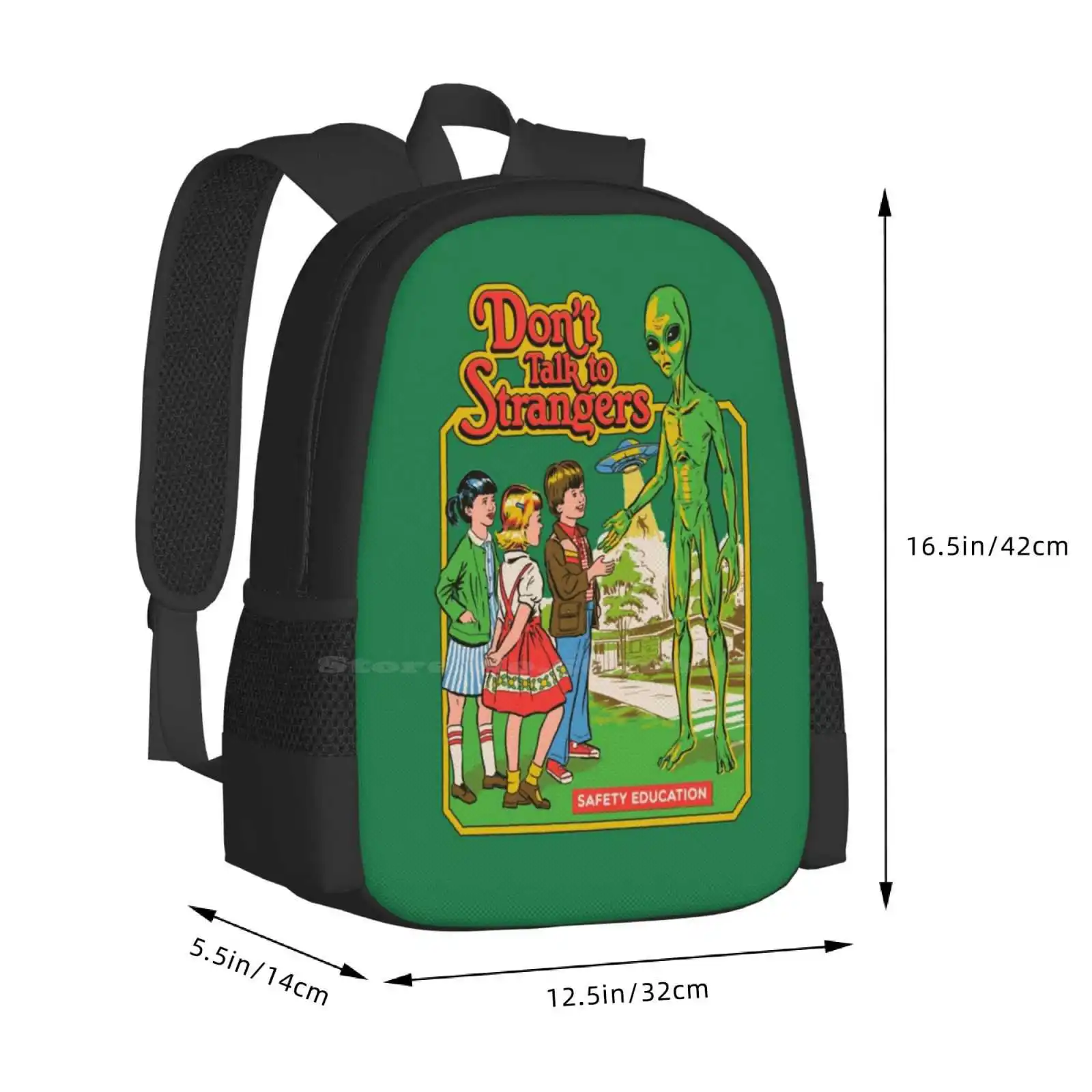 Jangan bicara dengan asing tas sekolah Travel ransel Laptop Stranger Danger 80S 70S Nostalgia Ufo ilmu pengetahuan Alien