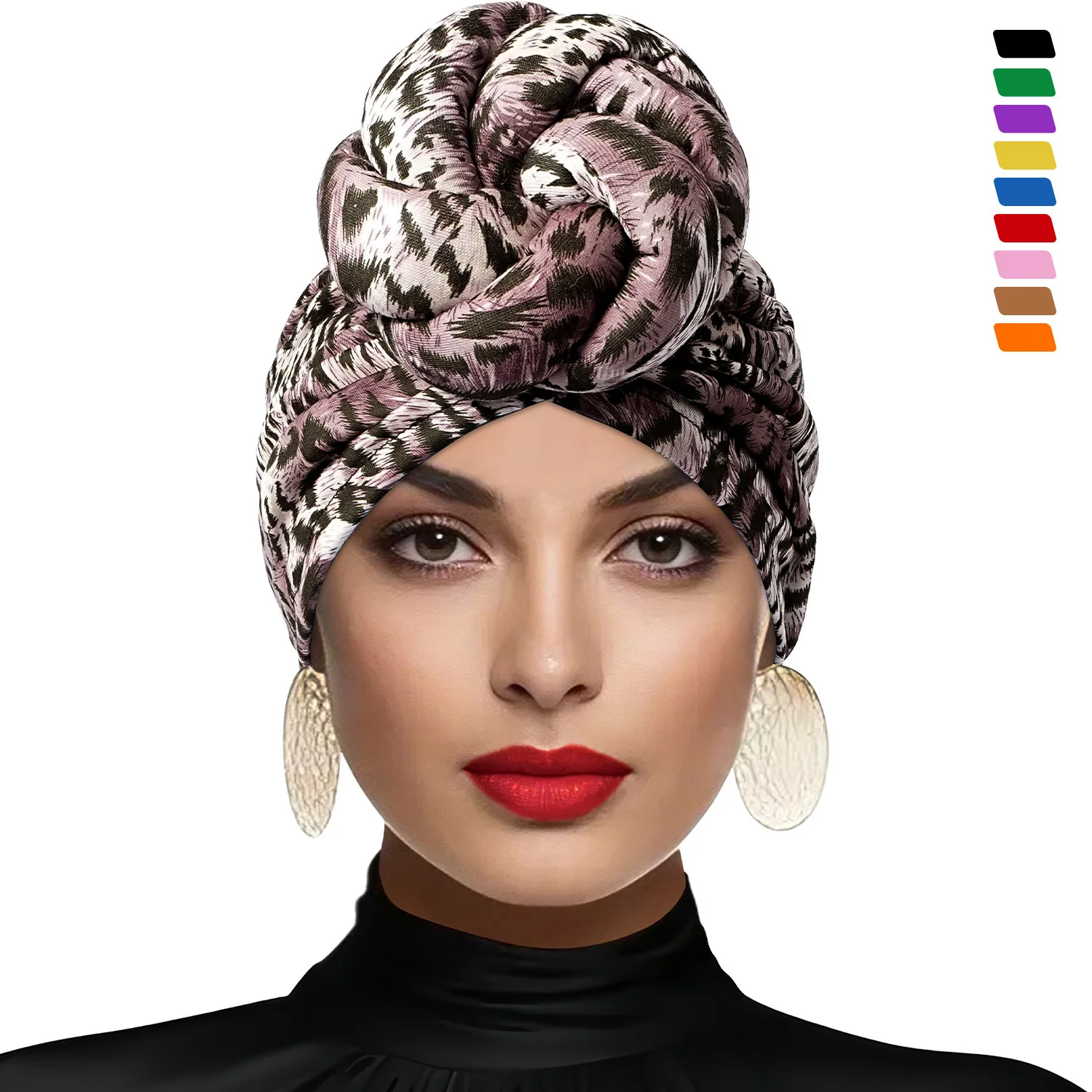 

Leopard print Indian hat headscarf street dance Arabic hat yoga hat headband Amazon women headscarf hat
