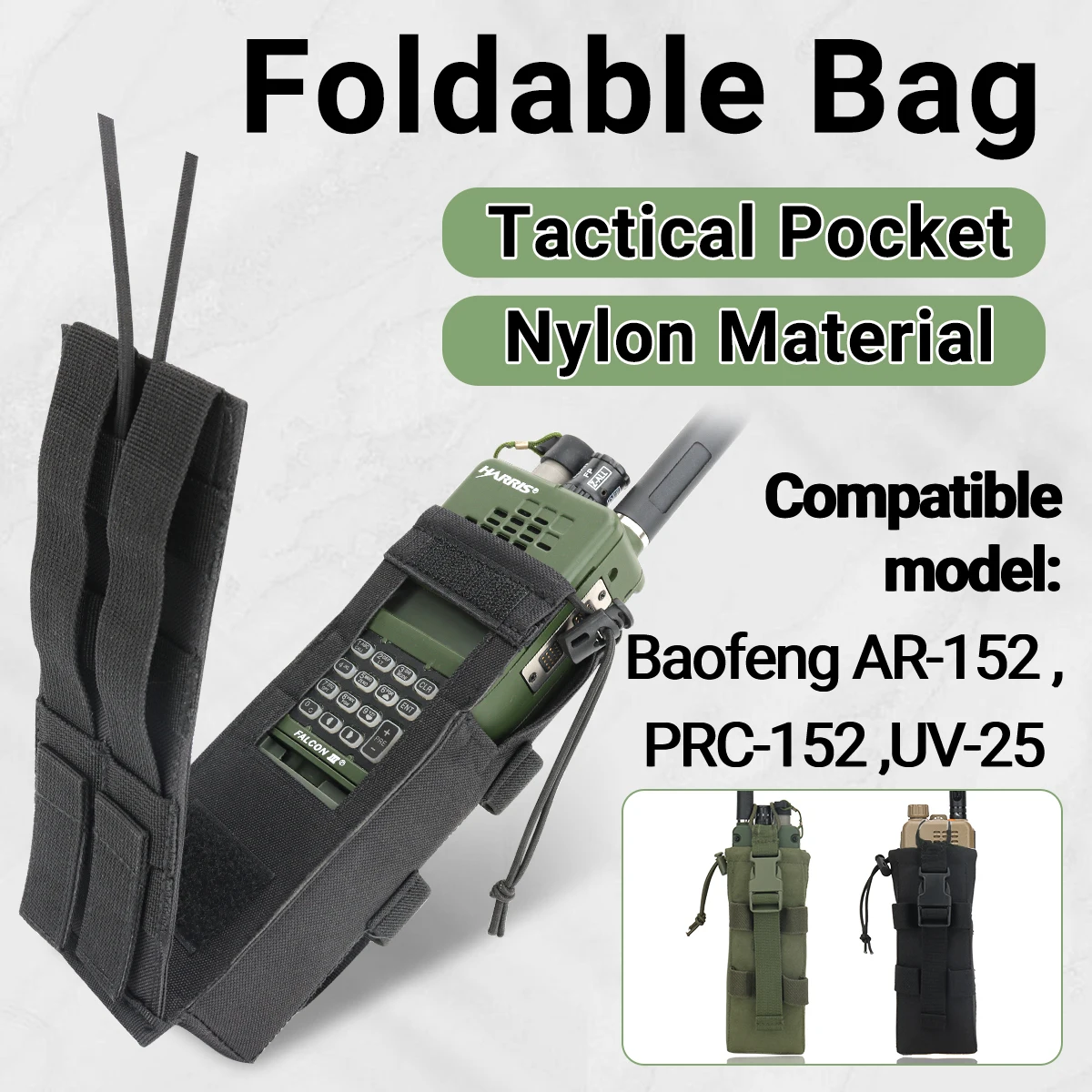 Military Radio Pouch Tactical Walkie-Talkie Bag for PRC 152 Radio Tactical MOLLE Belt Oxford Hunting Vest Outdoor Tool Pouches