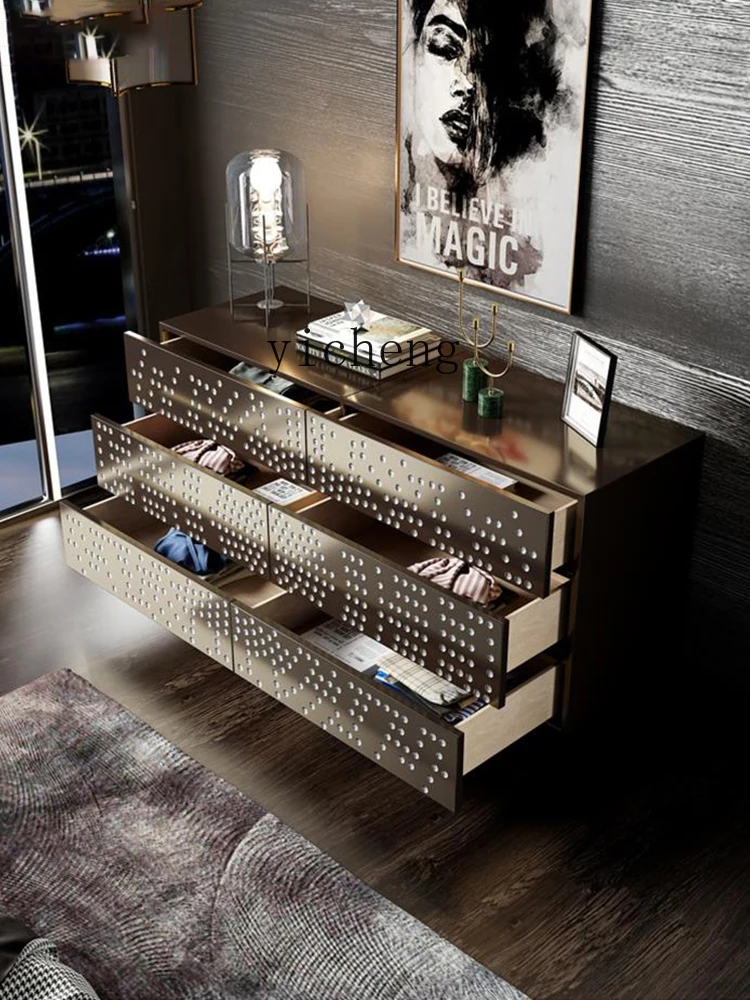 

TQH Italian Minimalist Style Chest of Drawers Industrial Style Art Sideboard Light Luxury Style Decorative Cabinet