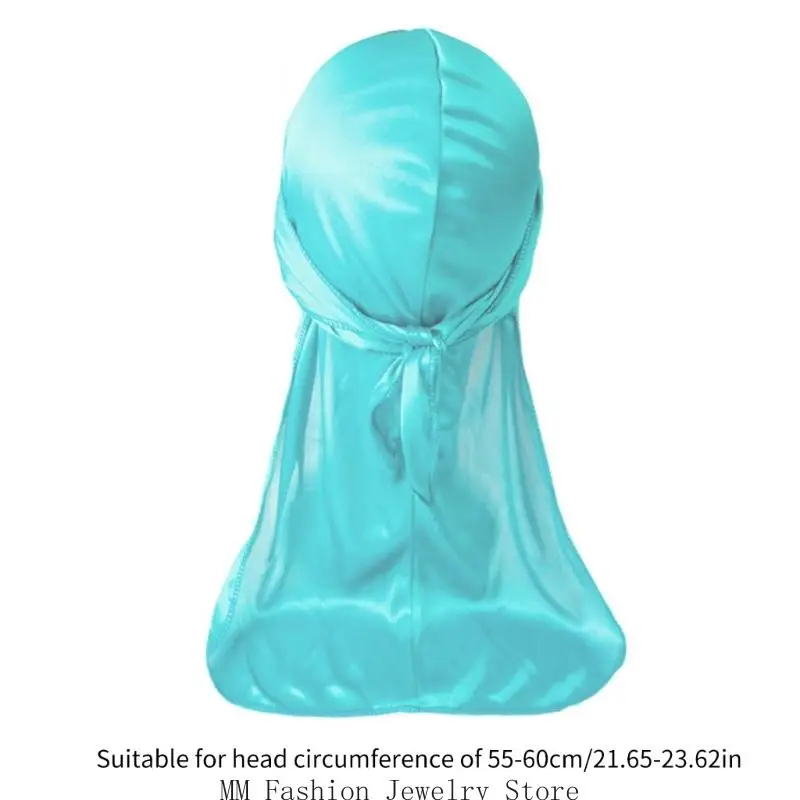 Men's Long Tail Headwrap Breathable Silky Turban Durag for Dreadlocks Braid for Post Swim and Workout Everyday Headwear