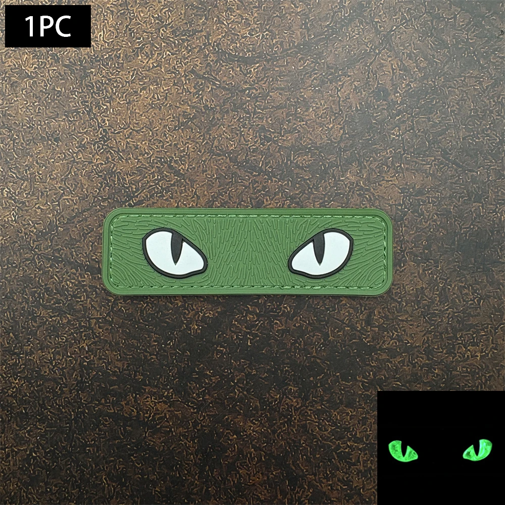 Rounded Rectangular 3D Double-Eye Texture Decorative Velcro Patch, Luminous, Made of Pvc, Includes Matching Felt-Backed Backpack, Baseball Cap, Jacket, Suitcase DIY Decorative Patch Badge Appliqué view 4