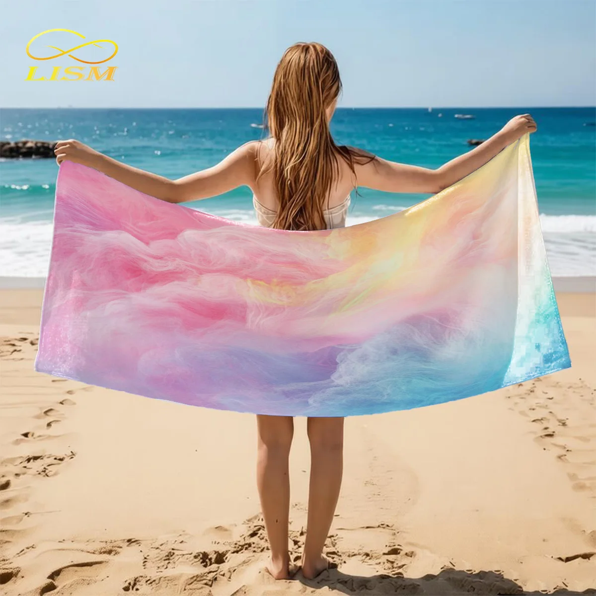 

1pc Gradient Clouds Towel-Oversized, Absorbent Microfiber, Quick Dry, Ideal for Travel, Swimming, Surfing Bath Towel