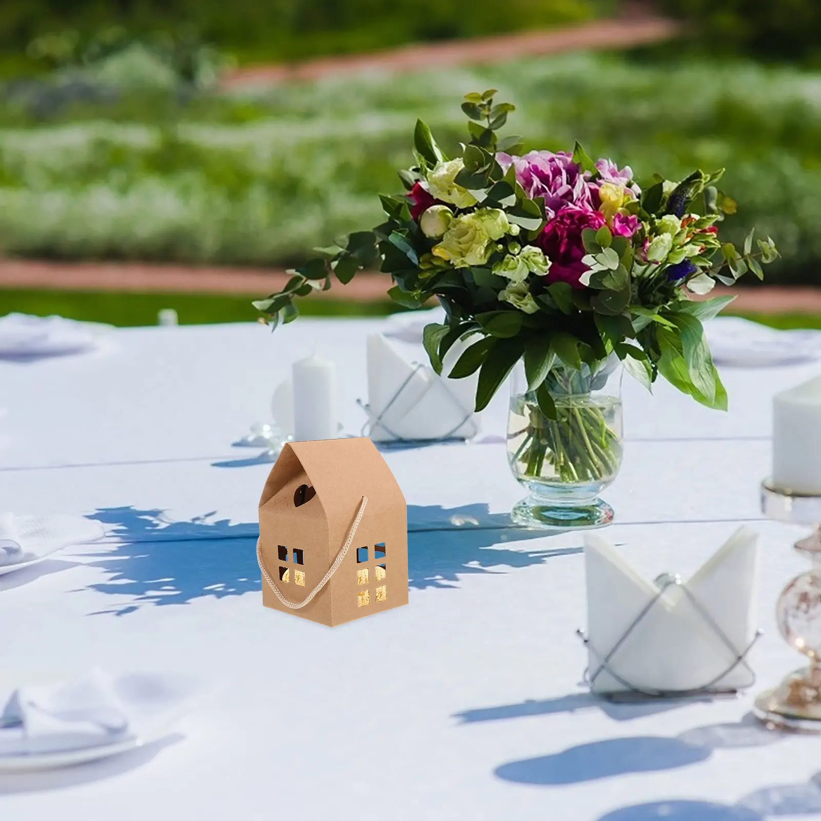 

50pcs Wedding C y Boxes House Shaped Gift Paper Biscuit Cookie Treat Party Favor Popular Presents Small Elegant Packaging