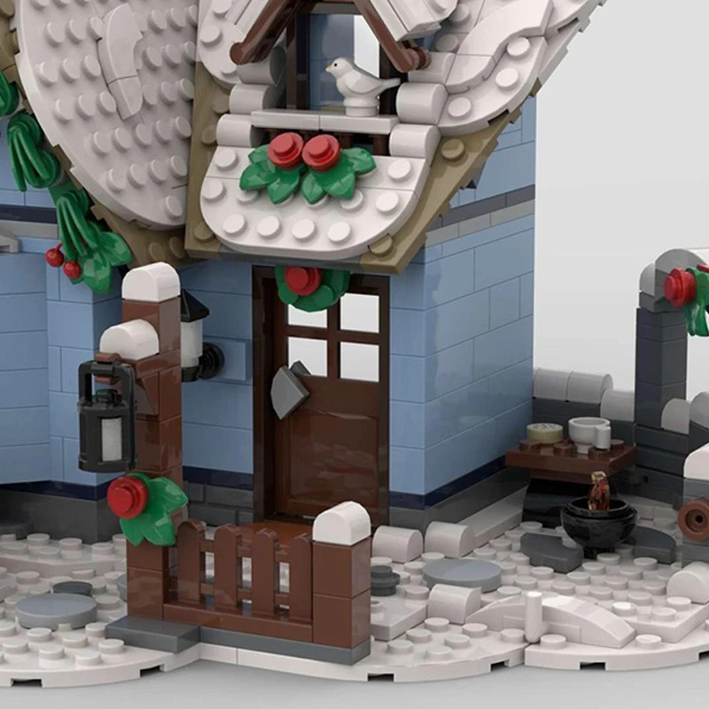 975개 맞춤형 리틀 타운 하우스 MOC 맞춤형 모듈식 빌딩 블록 창의적인 디자인 기술 DIY 소년 축제 장난감 선물