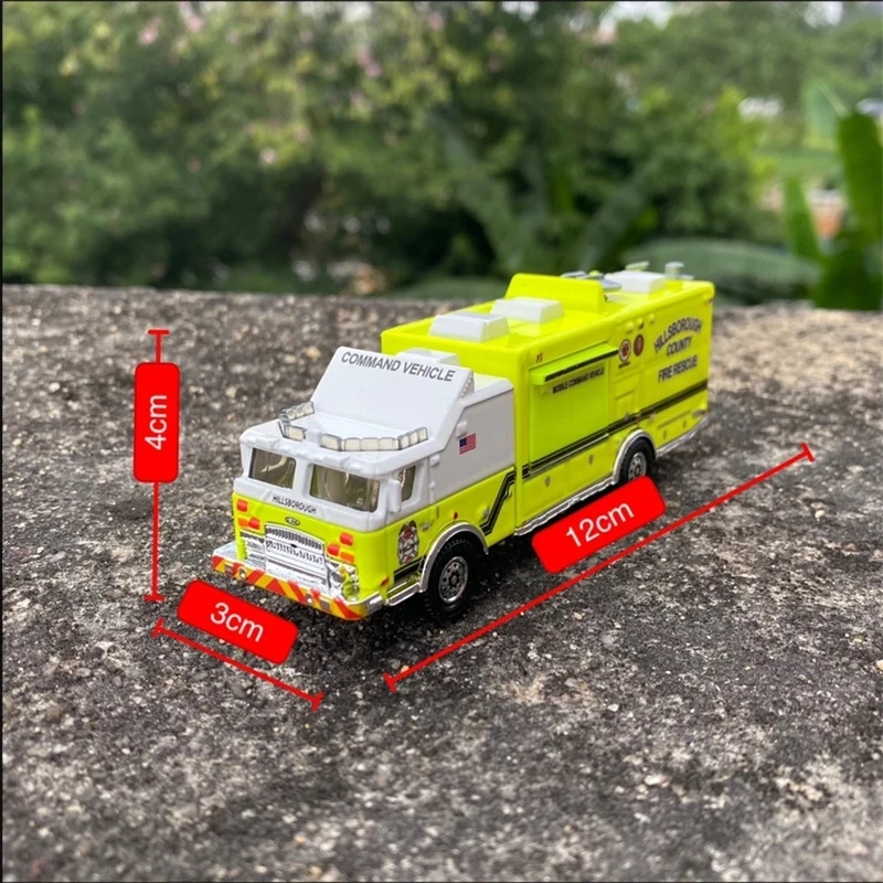 1/87 HO Scale Alloy Car Model American Style Fire Truck Model Train Scene Miniature Collection Sand Table Landscape Hobby Toys