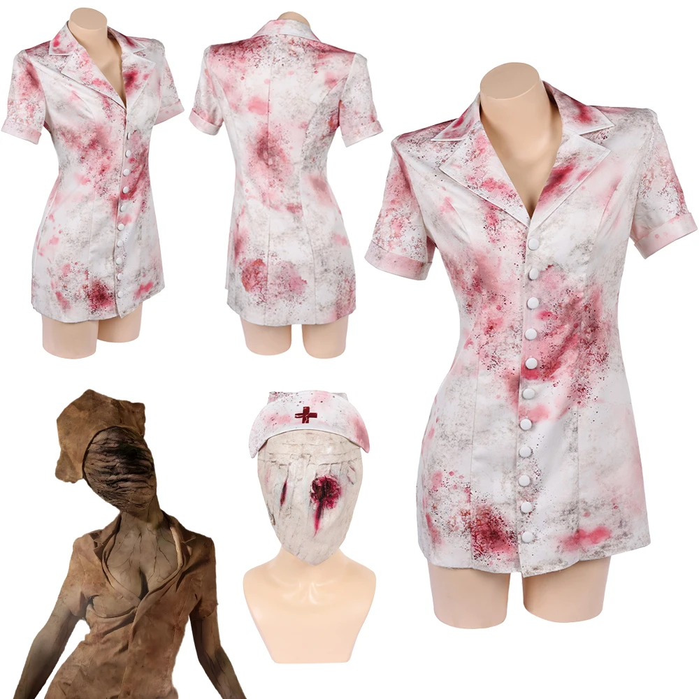 Movie Return Silent For Hill Red Nurse Cosplay Fantasy Mask Clothing Anime Game Costume Disguise Women Roleplay Party Outfits