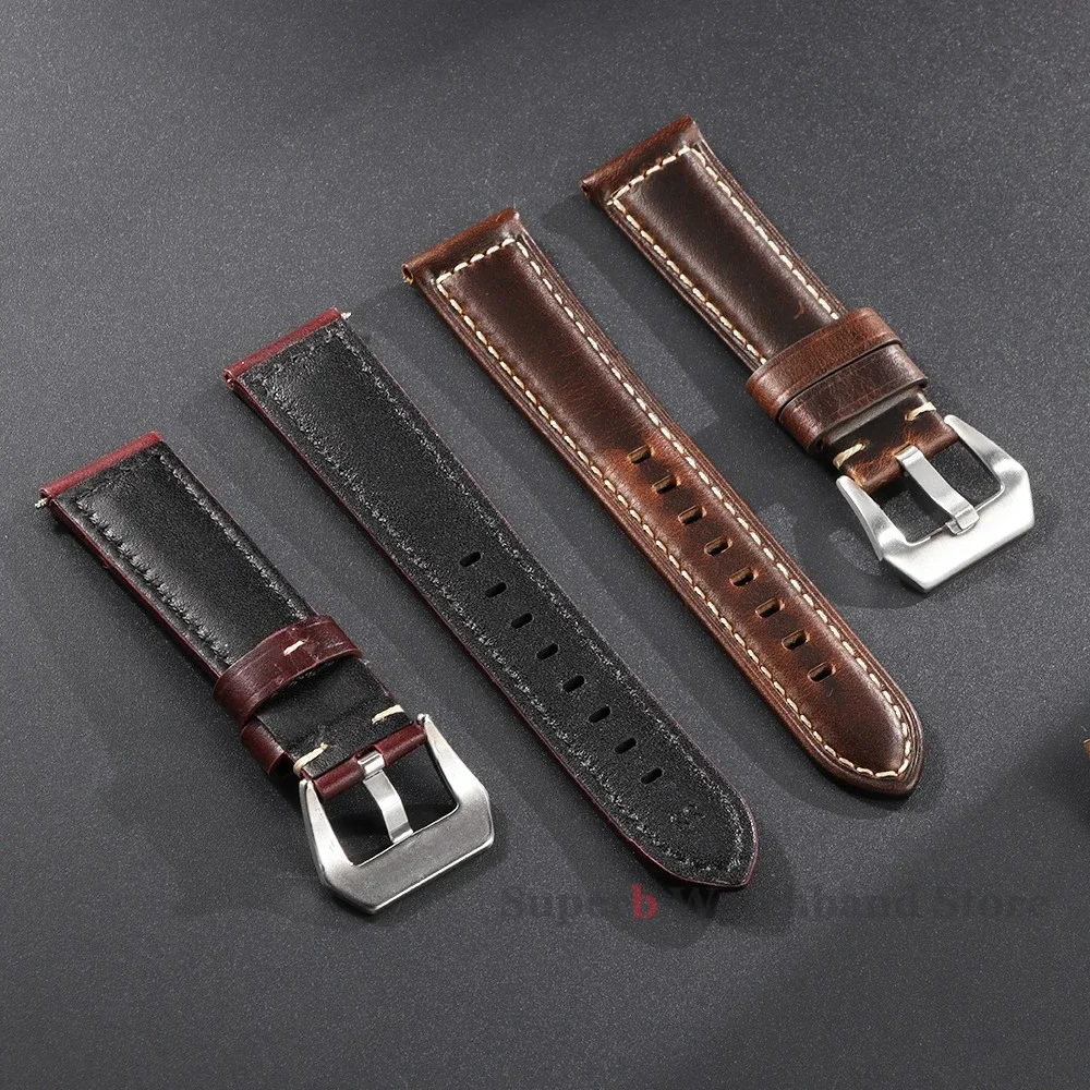 Pulseira de relógio de couro de vaca, 20mm 22mm 24mm 26mm para panerai pam111/441, pulseira esportiva de substituição para homens e mulheres para omega