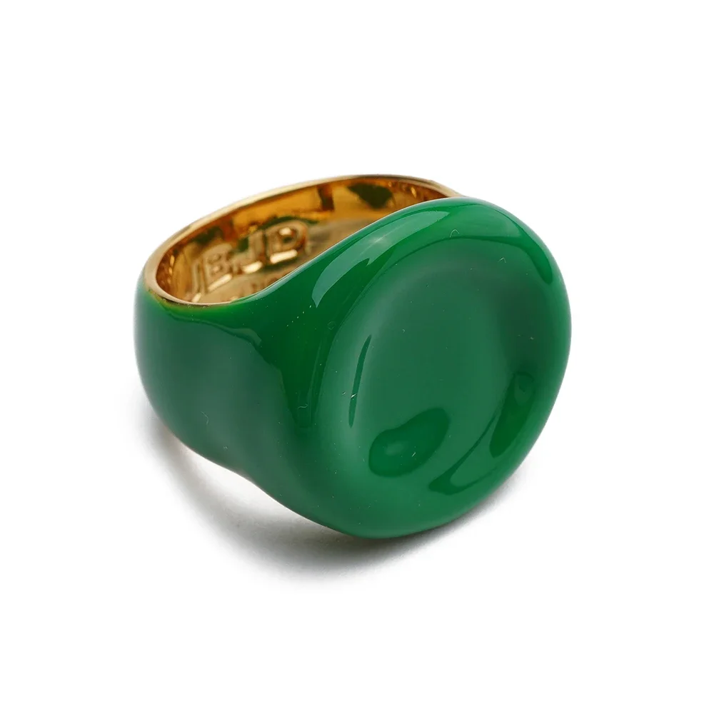 Amorita Boutique Enamel Ins Jewelry Round Minimalist Green Ring