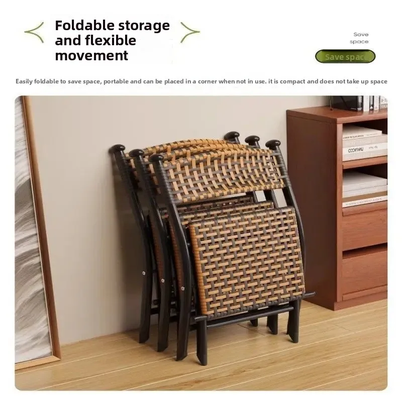 `Foldable Rattan Leisure Chair Portable for Balcony Living‑Room Dining‑Room Outdoor Camping Fishing Furnishings Seat Equipment`
