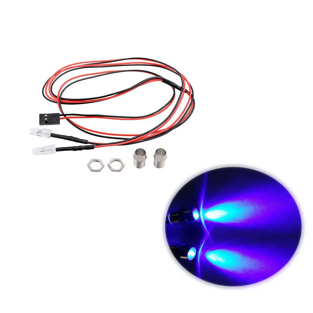 RC Car Parts LED Light Set Headlight Taillight for 1/5 1/8 1/10 1/12 1/16 RC Car Truck Crawler - 2 Blue 5mm