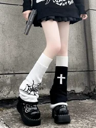 Gothic Lolita Girls Cross Spider Web Women's Gaiter Black Leg Warmers Goth Leg Cover Leggings Cuffs Boots Cover Long Knee-socks