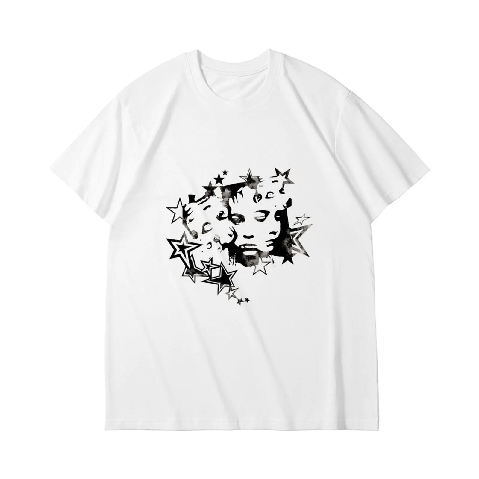 

Women's Casual Short Sleeve T-Shirt Print Stretch Round Neck Top Summer Y2k Cotton Tee T Shirt Women Clothing Couple Clothes