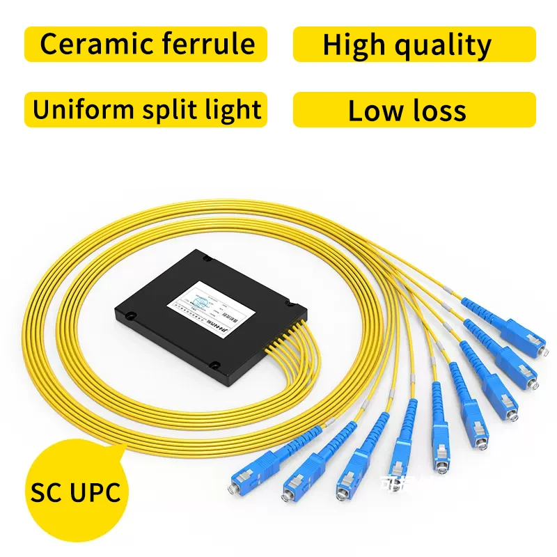 SC UPC 1x8 Cassetter Splitter Fiber Coupler Splitter Box Singlemode Optical ABS Splitter SC/ APC 1:8 Fiber Pigtail Free Shipping