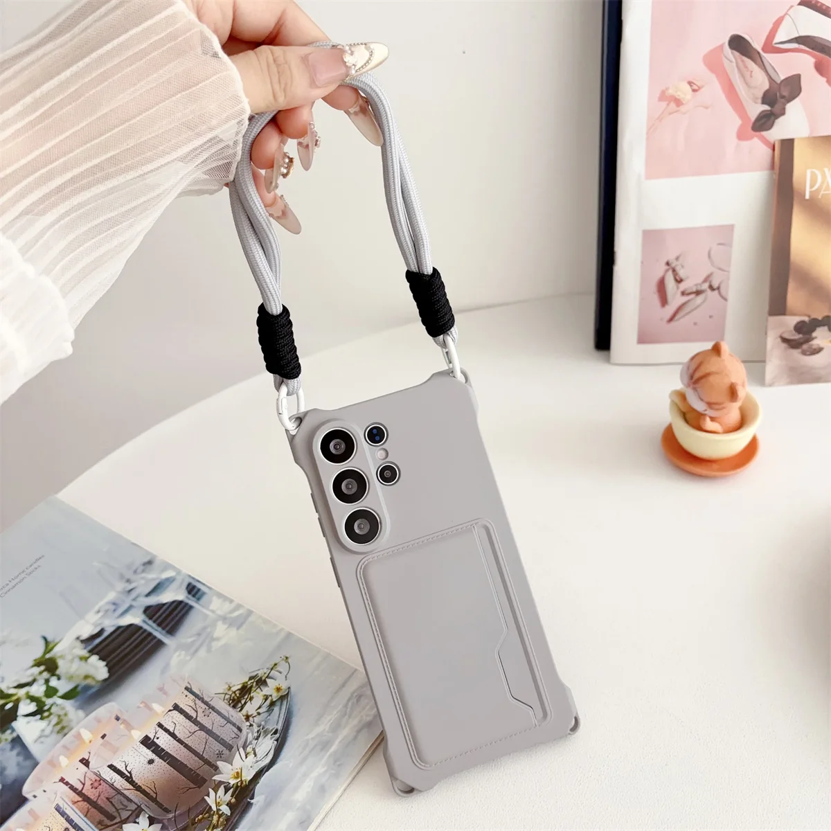 Handgelenkband Brieftasche Kartenhalter Handyhülle für Samsung Galaxy S26 S25 S24 Ultra S23 FE S22 Plus A17 A56 Silikon Schutzhülle – Detail 24