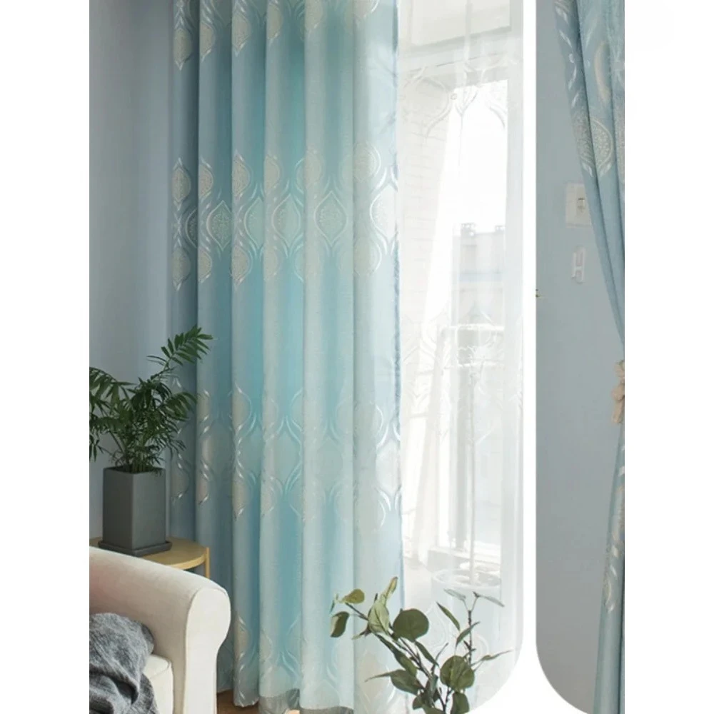 Bedroom silk cotton gourd flower jacquard blackout curtains Bedroom Scandinavian minimalist blackout curtains