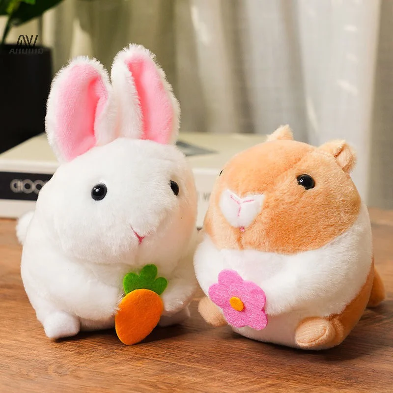 Cartoon Rotate Tail Plush Toy Cute Cat Rabbit Plush Toy Shakes Tail Pull Cord Can Move And Sound Plush Doll Pull Cord Keychain