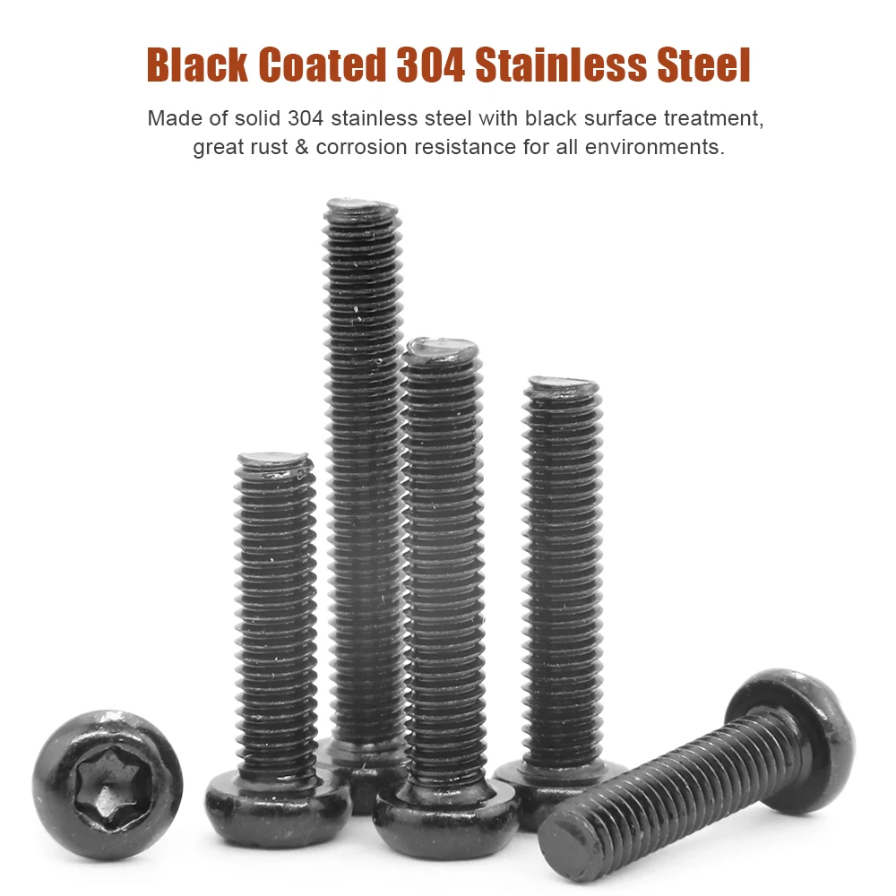 304 Stainless Steel Star Drives Pan Head Torx Screw Black M2 M3 M4 M5 M6 M8 Six Lobe Hexalobular Pan Round Security Star Screws