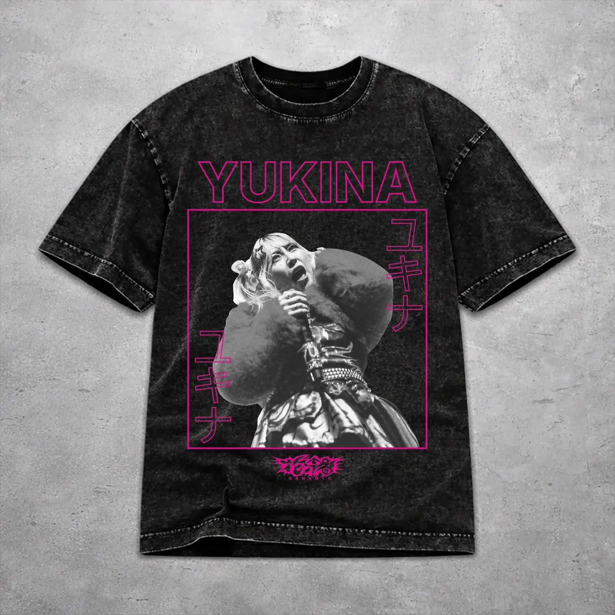 Men Women Harajuku Washed T-shirts Hanabie Band  Printed Shirt Merch High Street  Tees