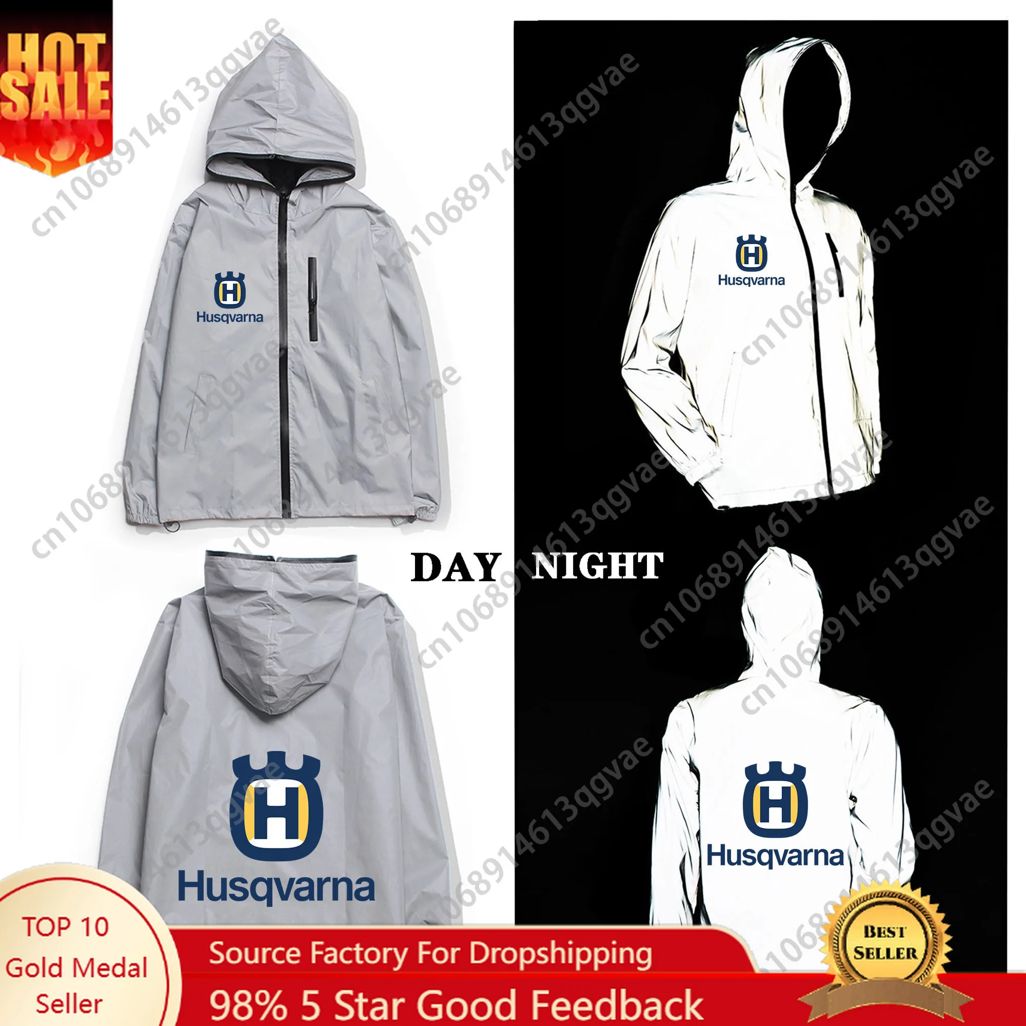 

Husqvarna Group Reflective Jacket Mens Womens Coat Hooded Windbreaker Pocket Jackets Cycling Custom Hoodie