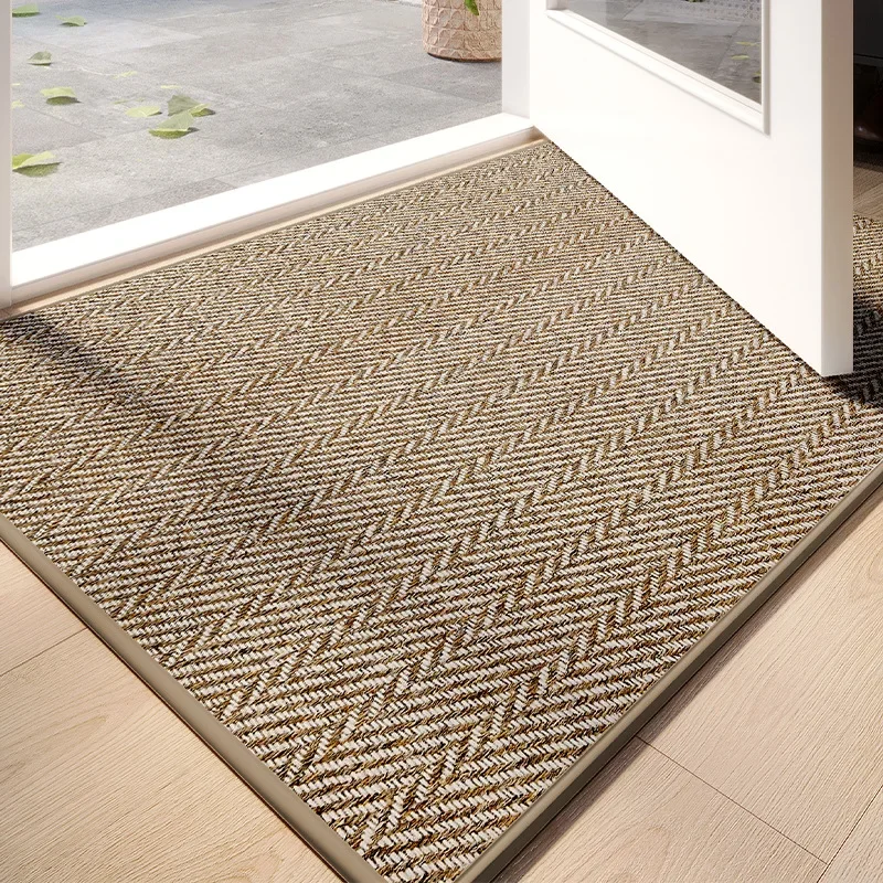 Dust & Water Absorbent Doormat, Linen Weave Entrance Rug, Heavy Duty Wear Resistant, Non-Slip Rubber Backing for Porch Entryway