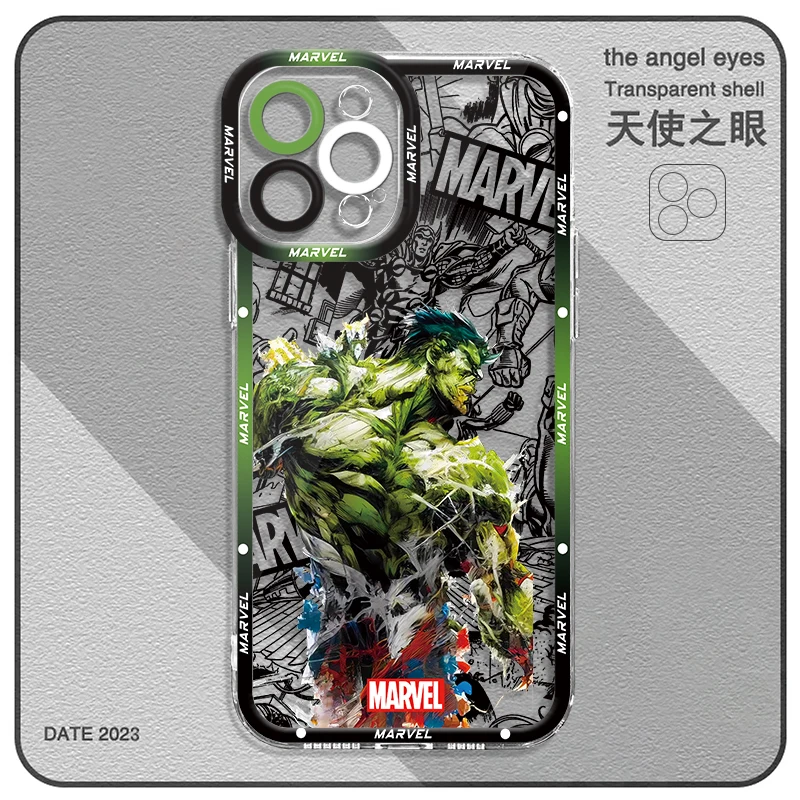 Clear Phone Case For Apple iPhone 15 14 13 12 11 Pro Max 13 12 Mini XS XR X 7 8 6 6S Plus Marvel Spiderman Venom Hulk Soft Cover