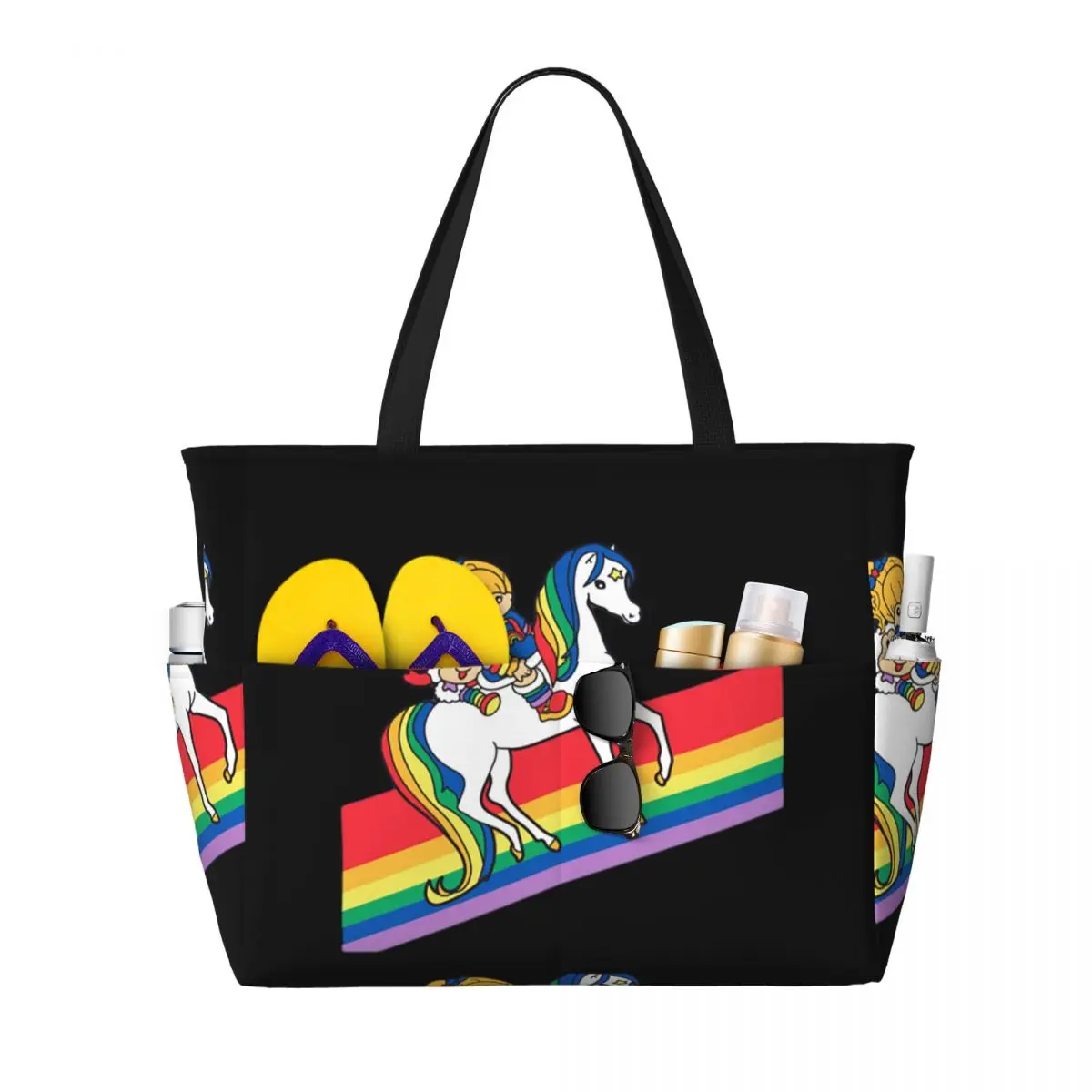 Rainbow Brite And Friends - Пляжная большая сумка в стиле ретро 80-х годов с героями мультфильмов Спортивная большая сумка для спортзала и йоги Женская дорожная сумка Сумка для фитнеса