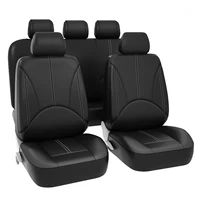 9 unids/set fundas de asiento de coche universales de cuero PU fundas protectoras de asiento negras conjunto completo accesorios interiores de automóvil para las cuatro estaciones