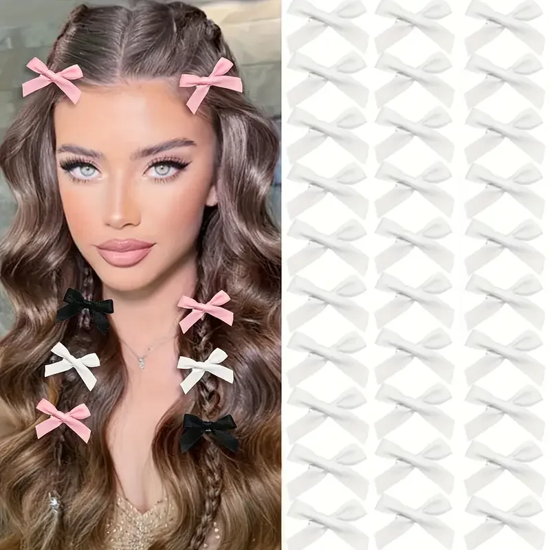 30-teiliges Haarspangen-Set mit Mini-Schleife im Y2K-Stil – süße und süße Haarspange mit Anti-Rutsch-Band, geeignet für alle Frisuren – Detail 3